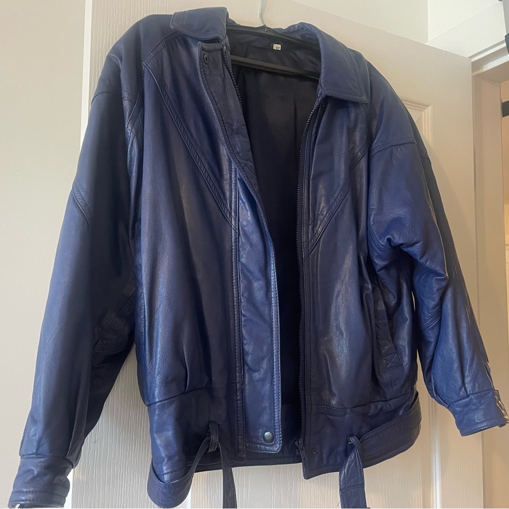 90s genuine leather bomber jacket